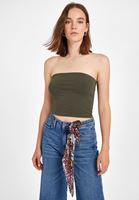 Bayan Yeşil Straplez Crop Top