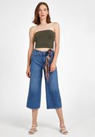 Bayan Yeşil Straplez Crop Top