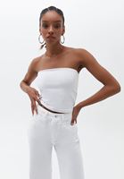 Straplez Crop Top ve Wide-Leg Pantolon Kombini