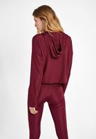 Bayan Bordo Uzun Kollu Crop Sweatshirt