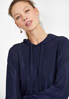 Bayan Lacivert Uzun Kollu Crop Sweatshirt