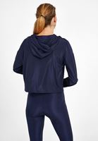 Bayan Lacivert Uzun Kollu Crop Sweatshirt