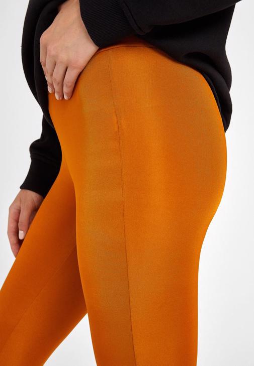 Orange High Rise Shiny Leggings Online Shopping | OXXOSHOP