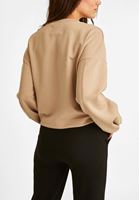 Bayan Bej Kol Detaylı Sweatshirt