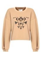 Bayan Bej Kol Detaylı Sweatshirt