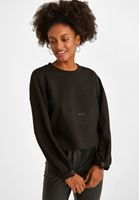 Bayan Siyah Baskılı Sweatshirt