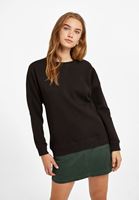 Bayan Siyah Sıfır Yaka Uzun Kollu Sweatshirt