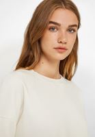 Bayan Krem Sıfır Yaka Uzun Kollu Sweatshirt