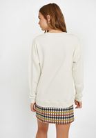 Bayan Krem Sıfır Yaka Uzun Kollu Sweatshirt