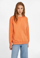 Bayan Turuncu Sıfır Yaka Uzun Kollu Sweatshirt