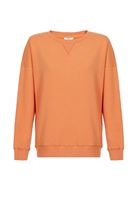 Bayan Turuncu Sıfır Yaka Uzun Kollu Sweatshirt