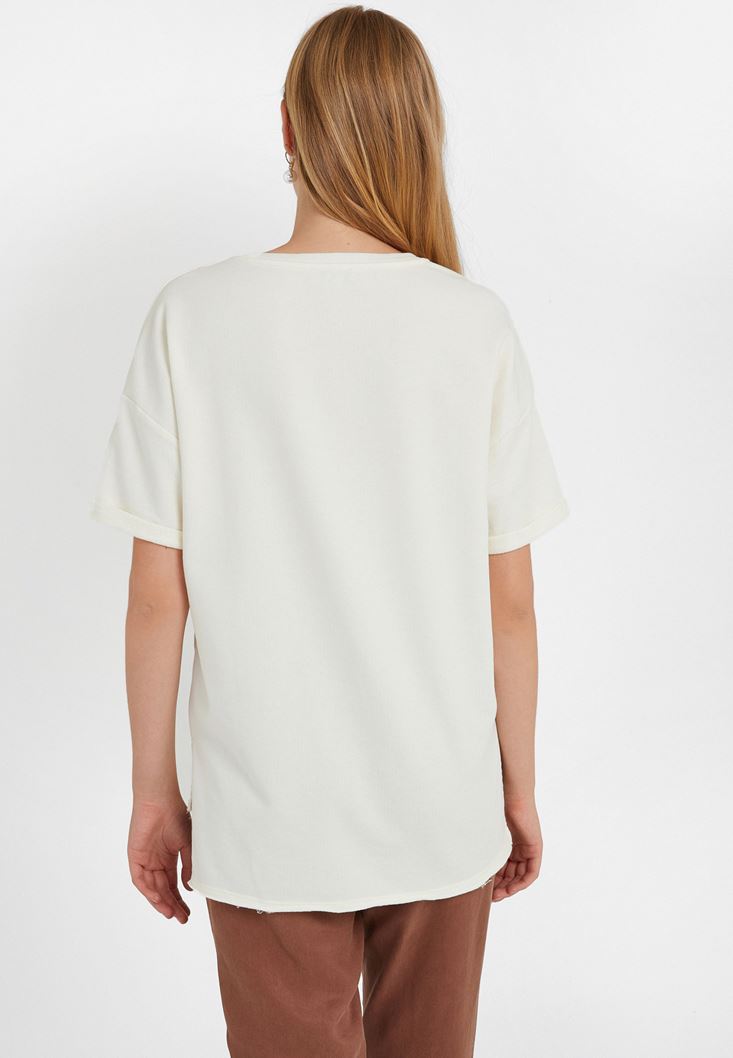 Women Cream Oversize T-Shirt