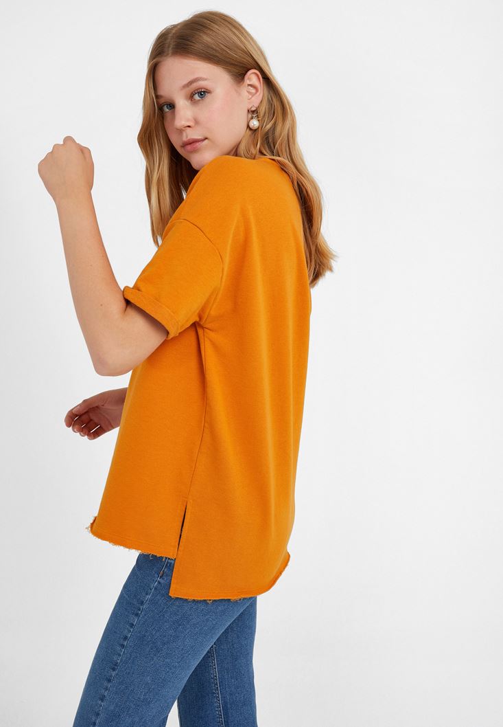 Women Orange Oversize T-Shirt