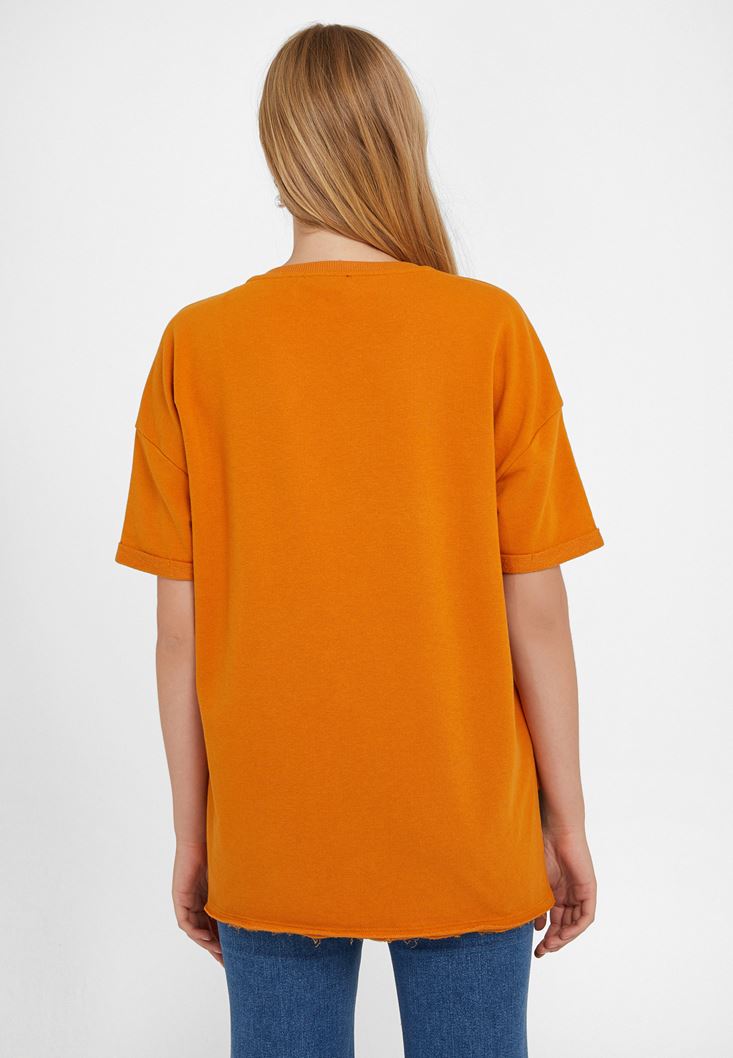 Women Orange Oversize T-Shirt