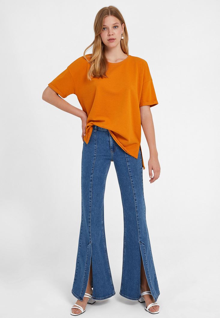 Women Orange Oversize T-Shirt