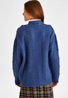 Bayan Lacivert Oversize Triko Hırka