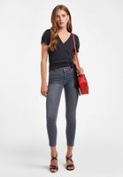 Women Black Crossover T-Shirt with Tie Detail
