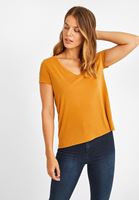 Women Orange V-Neck Soft Touch T-Shirt