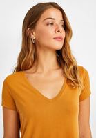 Women Orange V-Neck Soft Touch T-Shirt