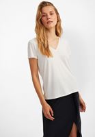 Women Cream V-Neck Soft Touch T-Shirt