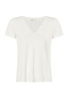 Women Cream V-Neck Soft Touch T-Shirt