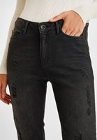 Bayan Siyah Orta Bel Denim Pantolon
