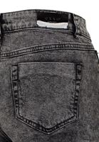 Bayan Gri Yüksek Bel Asit Yıkamalı Denim Şort