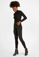 Bayan Siyah Yüksek Bel Skinny Kot Pantolon