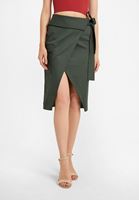 Women Green Belt Detailed Skirt
