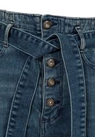 Bayan Lacivert Kemerli Yüksek Bel Denim Pantolon