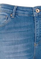Bayan Mavi Orta Bel Vücudu Saran Denim Pantolon