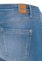 Bayan Mavi Orta Bel Vücudu Saran Denim Pantolon