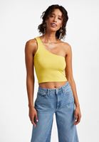 Bayan Sarı Tek Omuz Crop Top