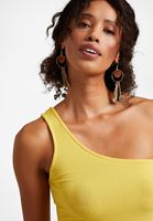Bayan Sarı Tek Omuz Crop Top