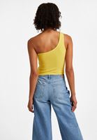 Bayan Sarı Tek Omuz Crop Top
