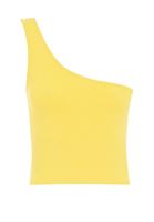 Bayan Sarı Tek Omuz Crop Top