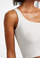 Bayan Krem Tek Omuz Crop Top