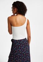 Bayan Krem Tek Omuz Crop Top