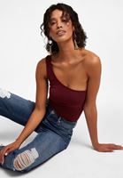 Bayan Bordo Tek Omuz Crop Top