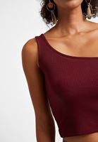 Bayan Bordo Tek Omuz Crop Top