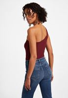 Bayan Bordo Tek Omuz Crop Top