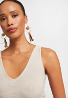 Women Cream V-Neck Top