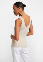 Women Cream V-Neck Top