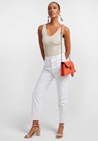 Women Cream V-Neck Top