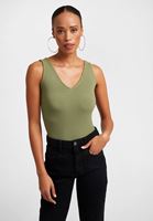 Women Green V-Neck Top