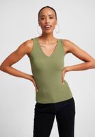Women Green V-Neck Top