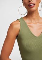 Women Green V-Neck Top