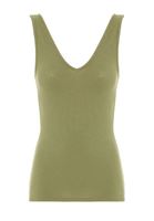 Women Green V-Neck Top