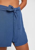 Women Navy Belted Envelop Shorts