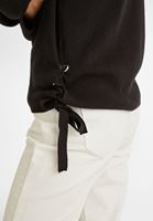 Women Black Pullover with Knot Details